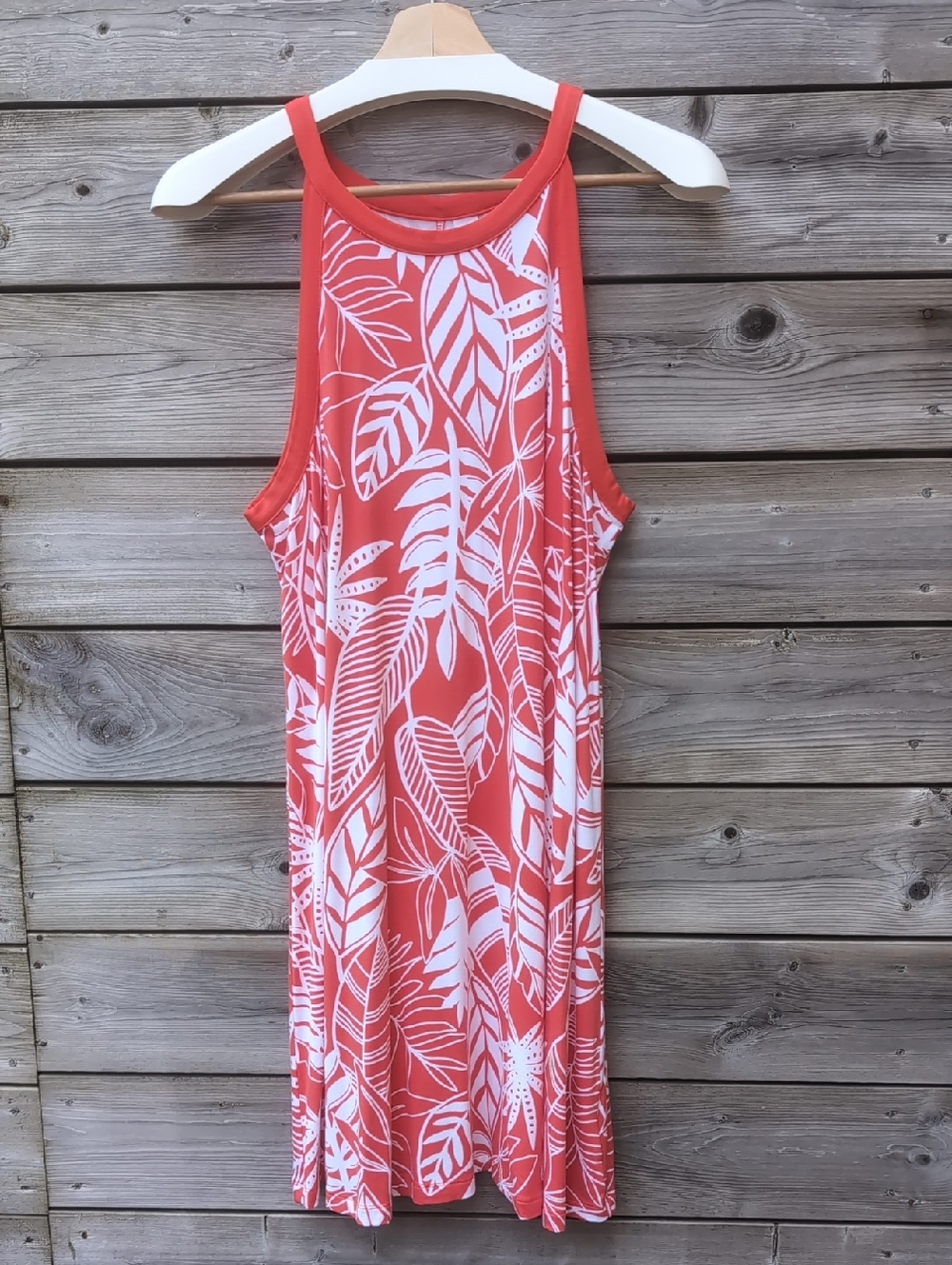 Old Navy Red and White Leaf Tank Dress